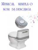 Privadinha Musical (Simula Descarga) até 32Kg Infantil Criança Bebe Troninho Penico Desfralde Cinza