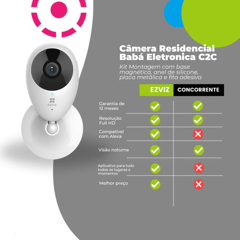 Câmera Segurança Ezviz C2c Visão Noturna Babá Eletrônica Pet
