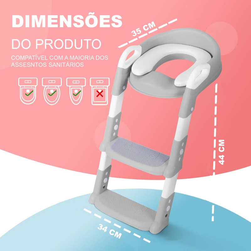 Troninho infantil Assento Redutor Infantil com Escada para Vaso Sanitário Bambinelli