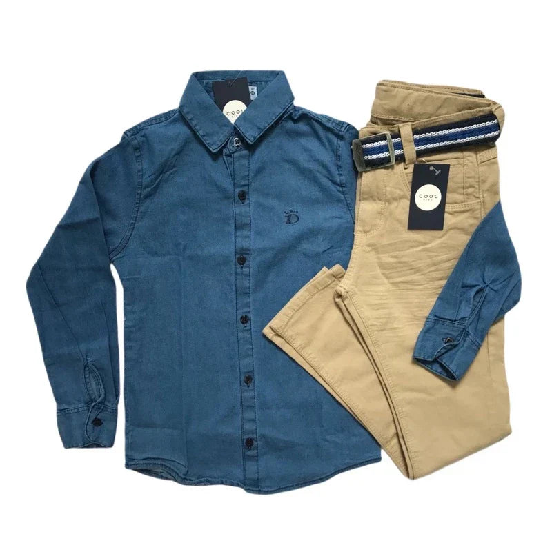 Conjunto Juvenil Jeans Menino Calça jeans + Camisa Jeans